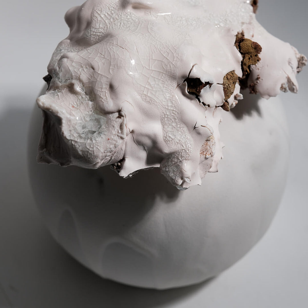Masayoshi Oya, Vase, handgefertigt, Steinzeug | weiss (MO12)