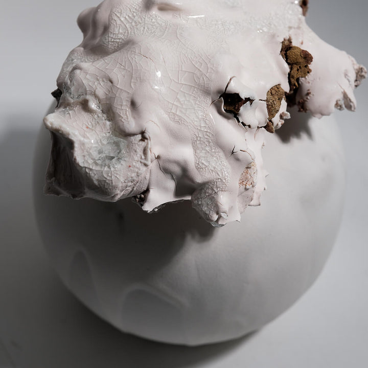 Masayoshi Oya, Vase, handgefertigt, Steinzeug | weiss (MO12)