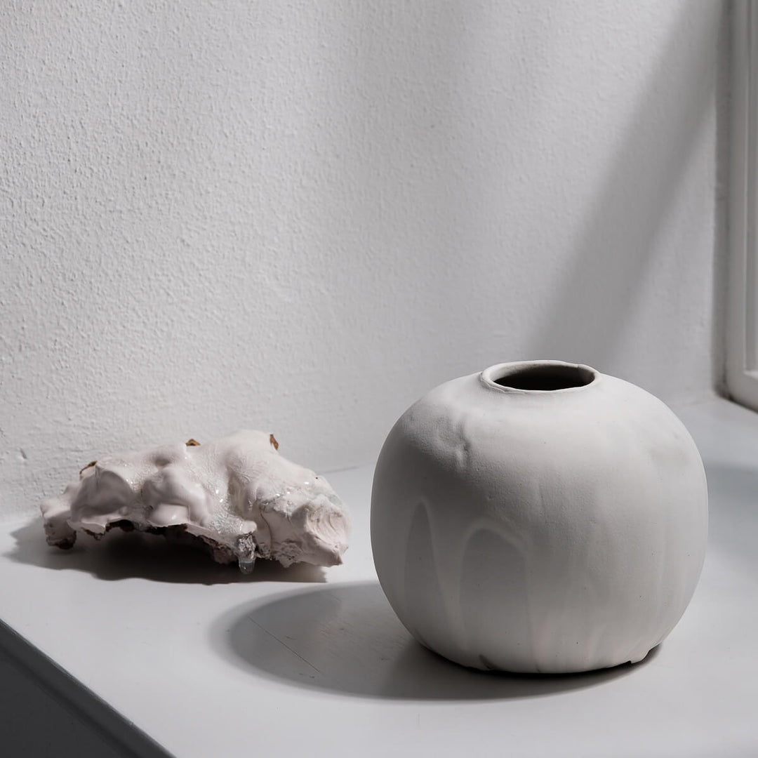 Masayoshi Oya, Vase, handgefertigt, Steinzeug | weiss (MO12)