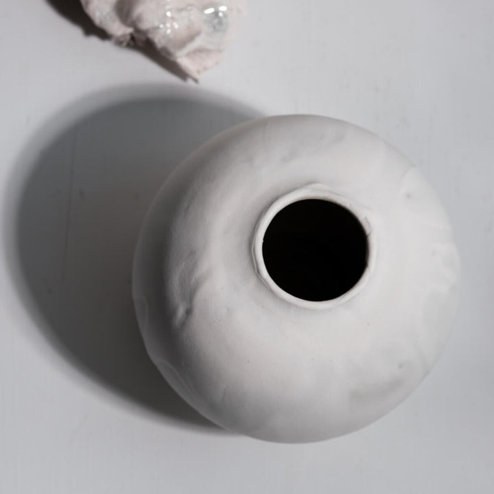 Masayoshi Oya, Vase, handgefertigt, Steinzeug | weiss (MO12)