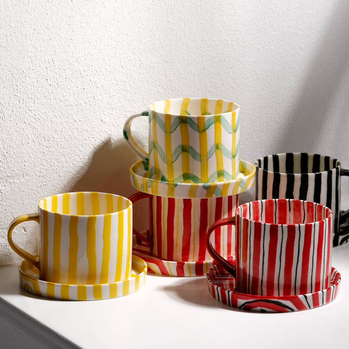 Masayoshi Oya, Tasse mit Untertasse, handgefertigt, Porzellan | grün (MO40)