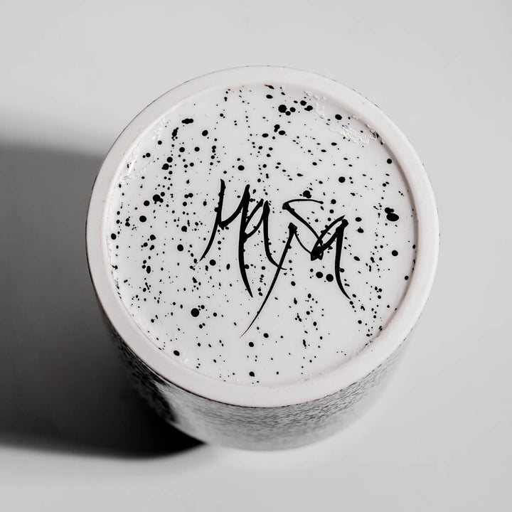 Masayoshi Oya, Vase, handgefertigt, Porzellan | schwarz weiss (MO45)