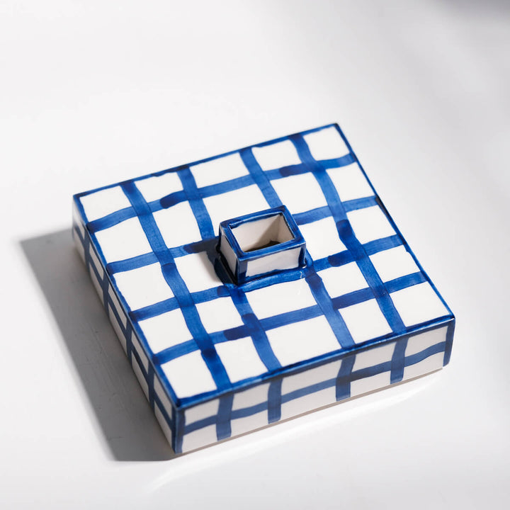 Masayoshi Oya, Vase, handgefertigt, Porzellan | blauweiss (MO17)