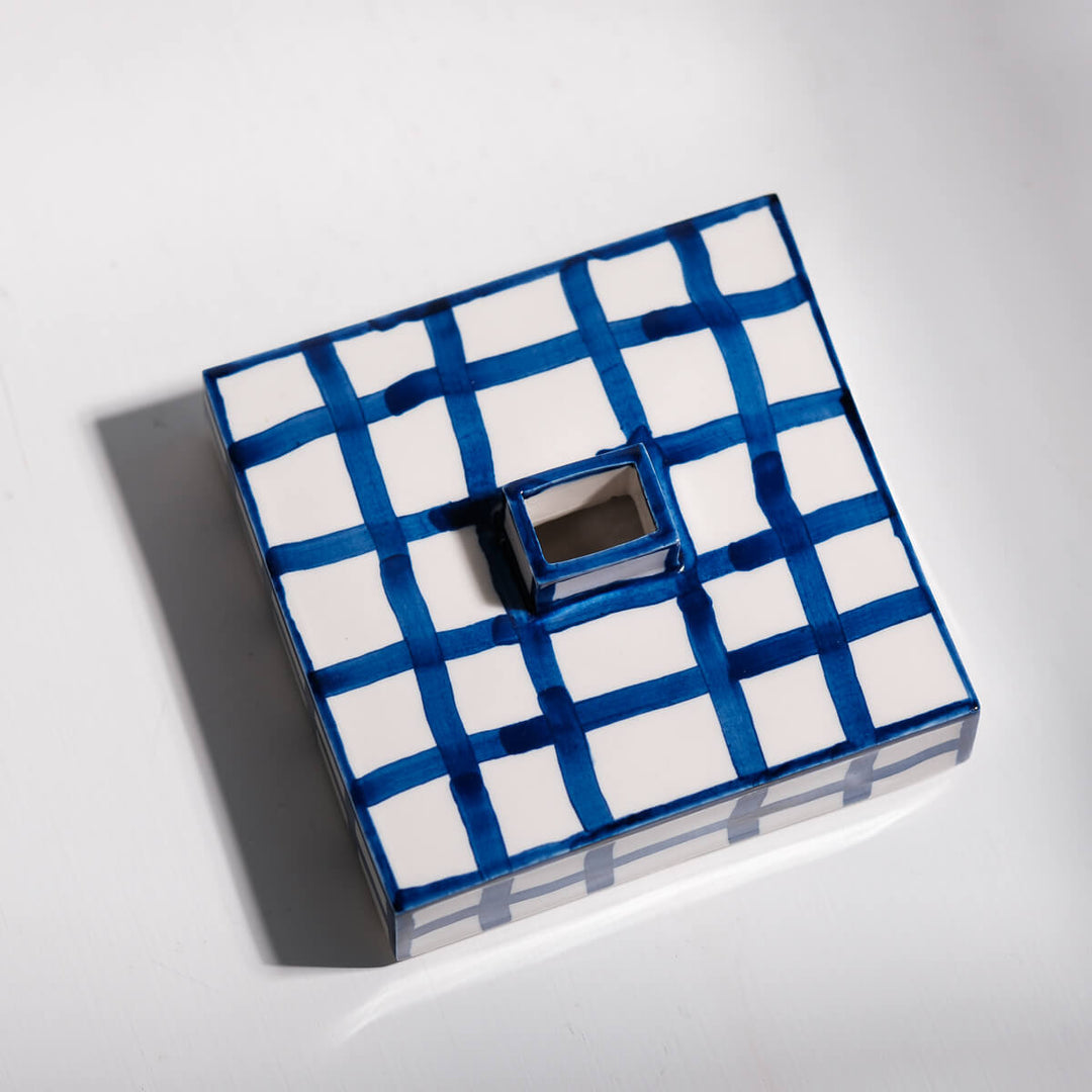Masayoshi Oya, Vase, handgefertigt, Porzellan | blauweiss (MO17)