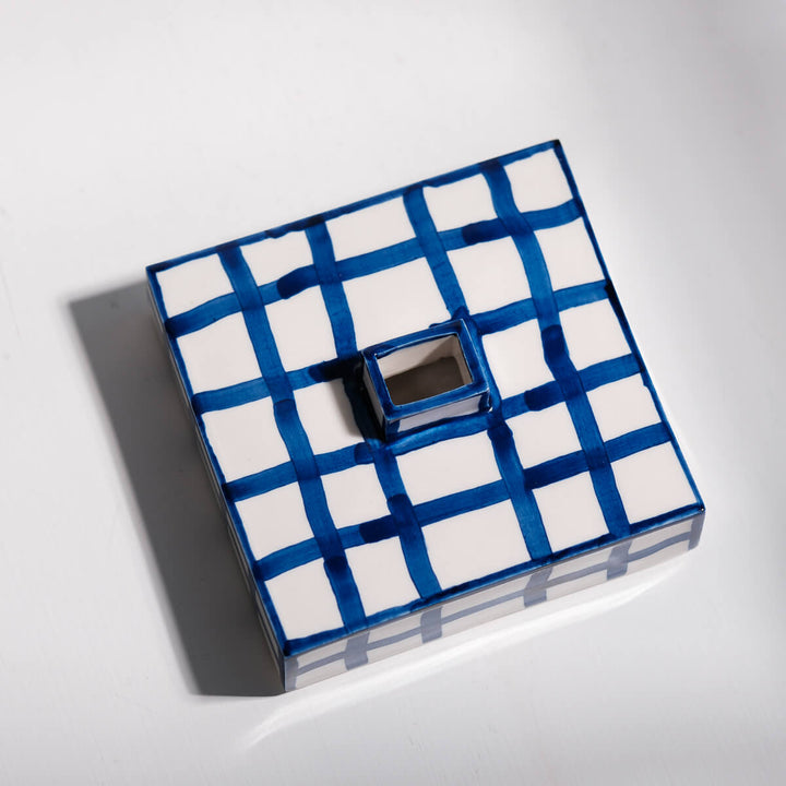Masayoshi Oya, Vase, handgefertigt, Porzellan | blauweiss (MO17)